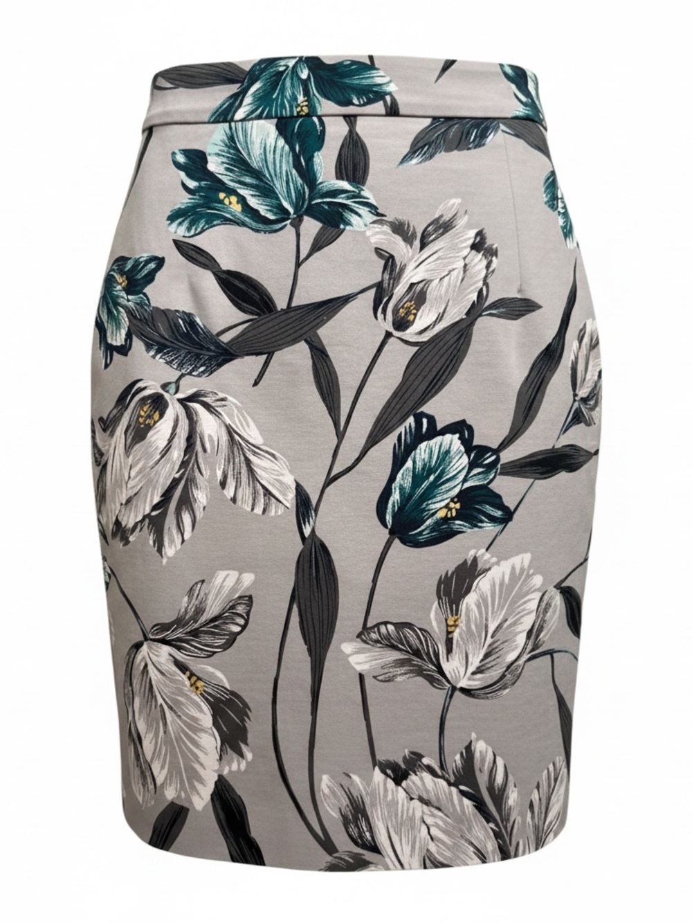 Ann Taylor Floral Pencil Skirt in Gray and Teal